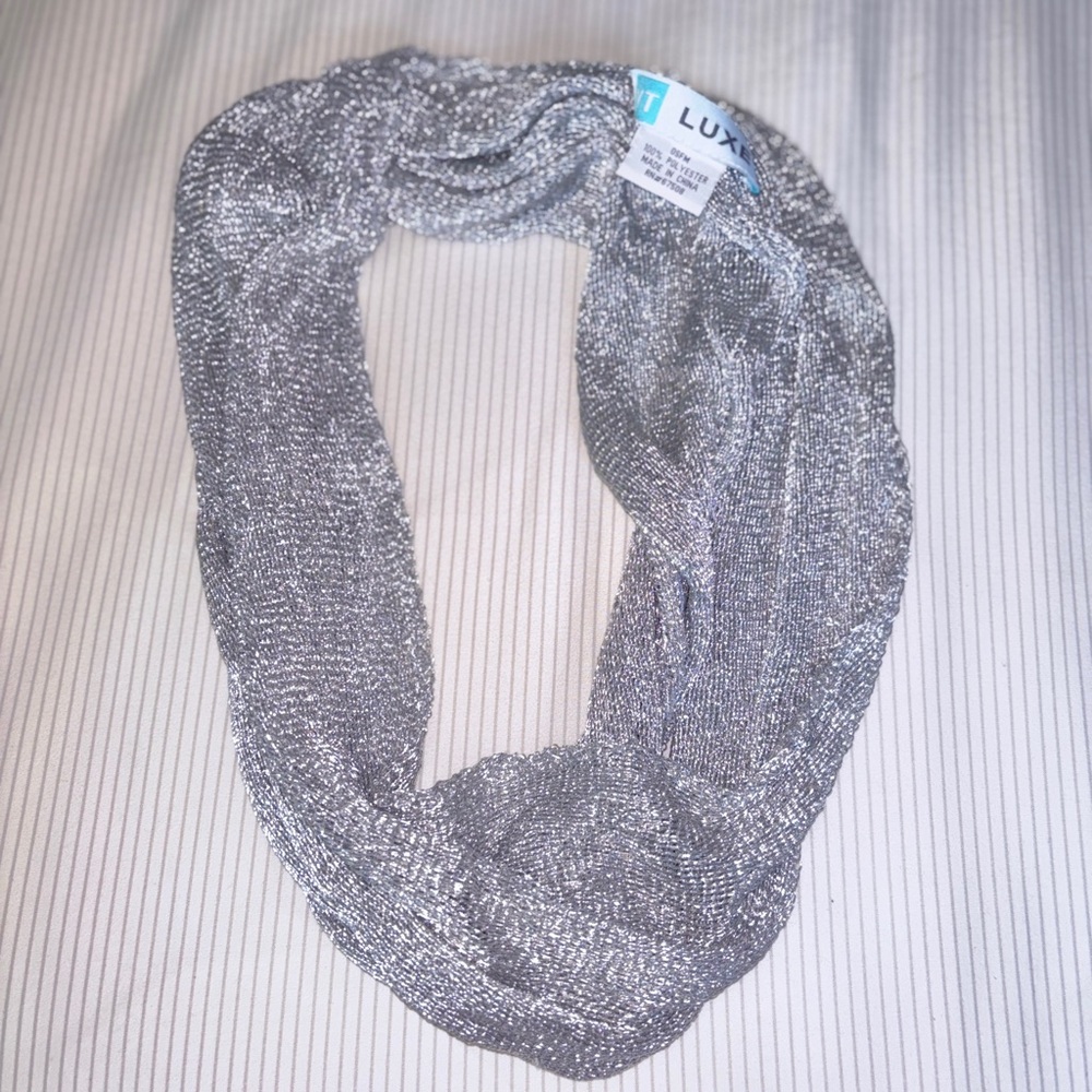 Sparkly Metallic Silver Infinity Scarf